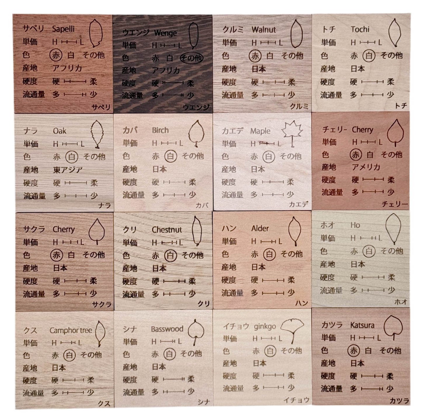 ものづくりブロック そうぞうざっかおすすめ16選 樹種説明印字 桐箱セット